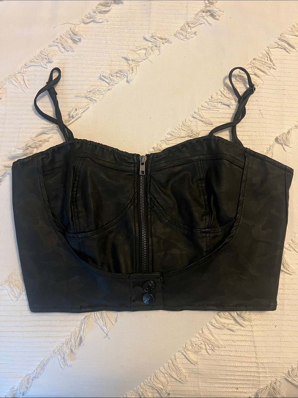 BlackFaux Leather Bustier Top